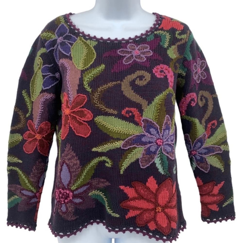 Peruvian Connection Floral Knit Sweater - Multicolor